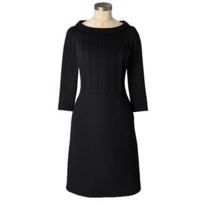Boden Classic Boat Neck Pleated Knit Black Long Sleeve Dress Size 8